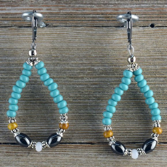 White Horse Printed Agate Necklace Earring Set - Picture 2 of 5